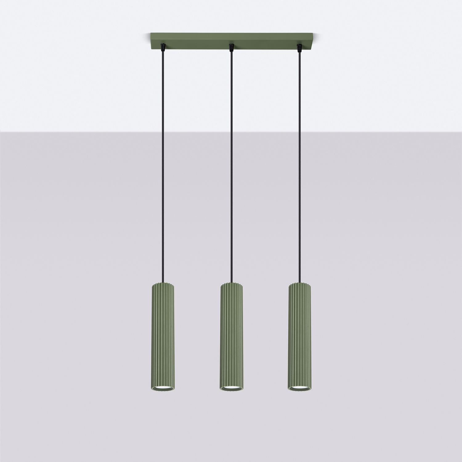 Hängelampe Metall 3-flammig GU10 B: 45 cm in Grün Modern