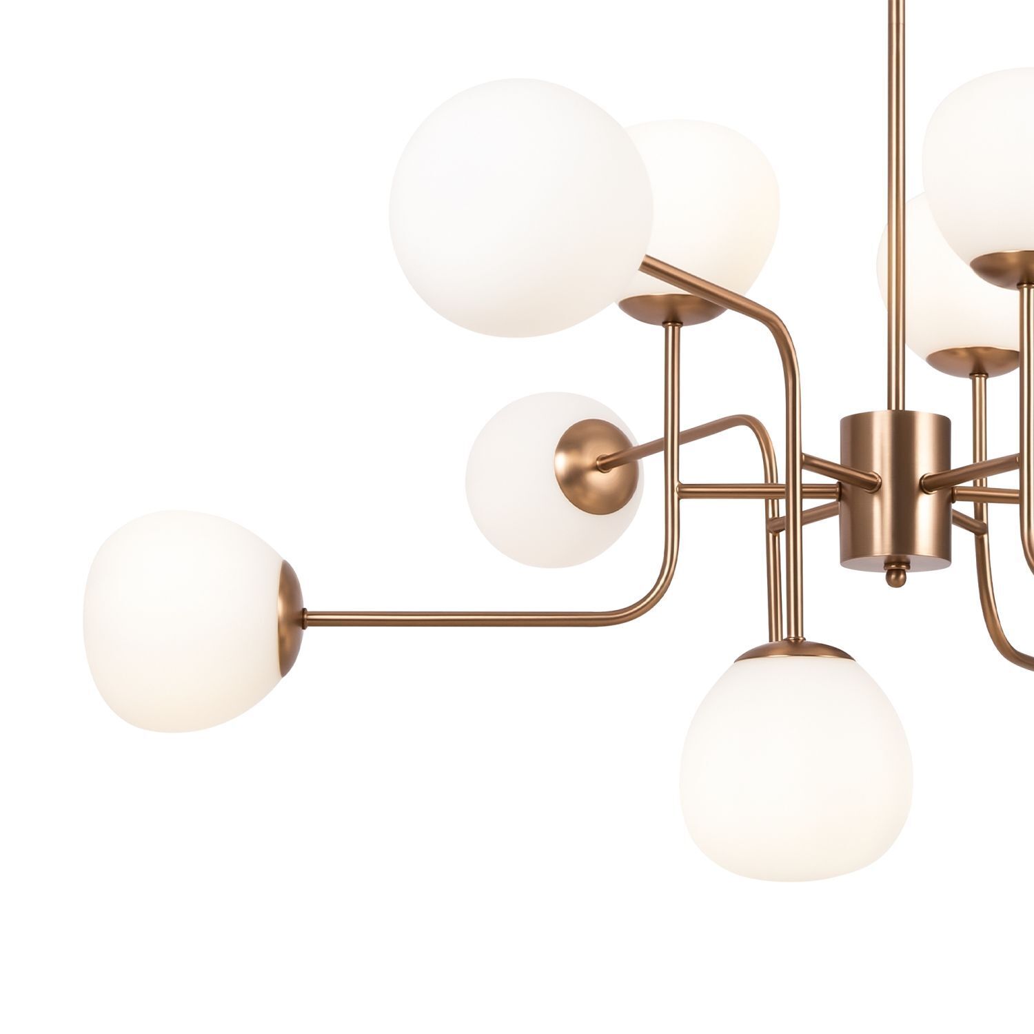 Hängelampe Metall Glas H: max. 140 cm in Gold Weiß E14 Leuchter, Lampe, Deckenventilator, Gerät, Elektrisches Gerät