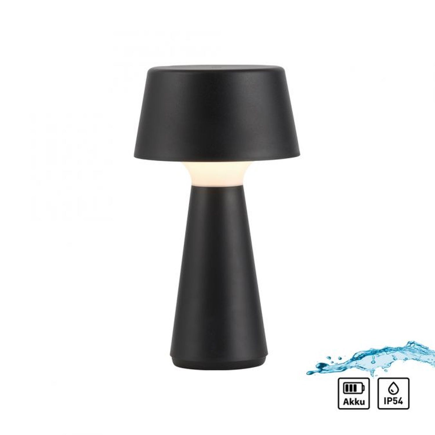 LED Akku Tischlampe dimmbar Touch IP54 Schwarz 28,9 cm