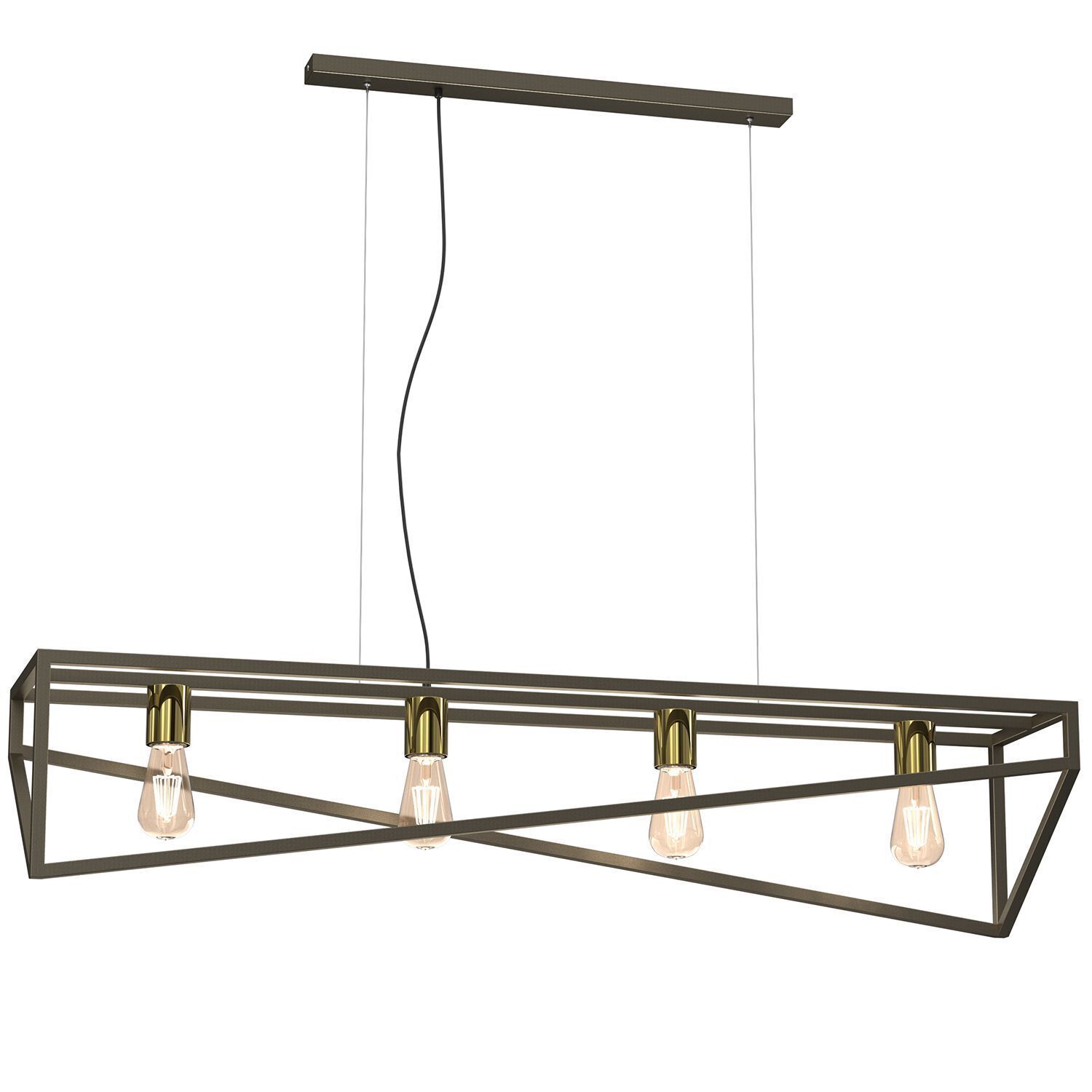 Industrial Pendelleuchte Metall in Gold E27 100 cm XXL