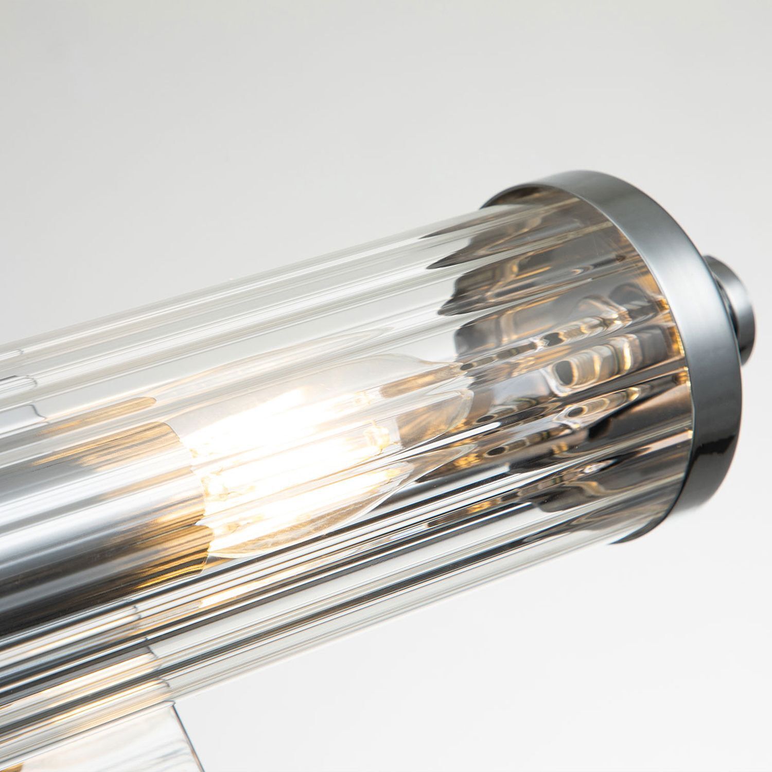 Badlampe Wand Glas Metall E14 IP44 B: 40,7 cm Chrom poliert