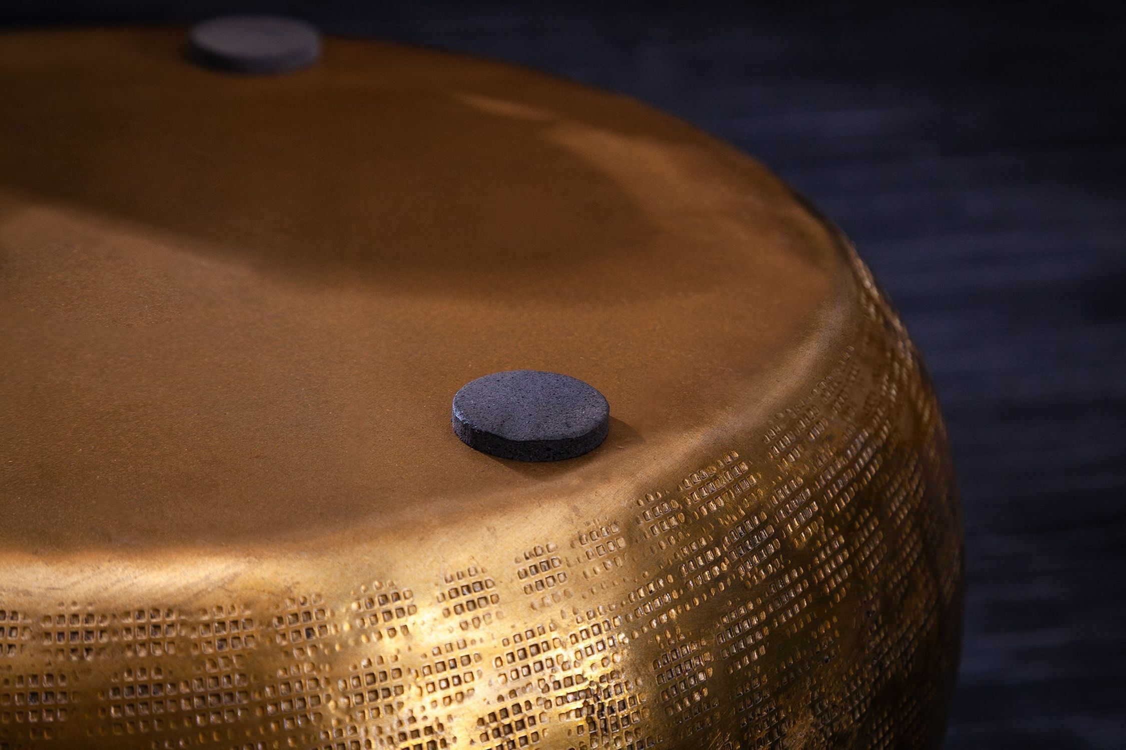 Übertopf 2er Set Metall in Gold Handarbeit Hammerschlag Eishockey-Puck, Eisbahn, Eislaufen, Sport, Musikinstrument