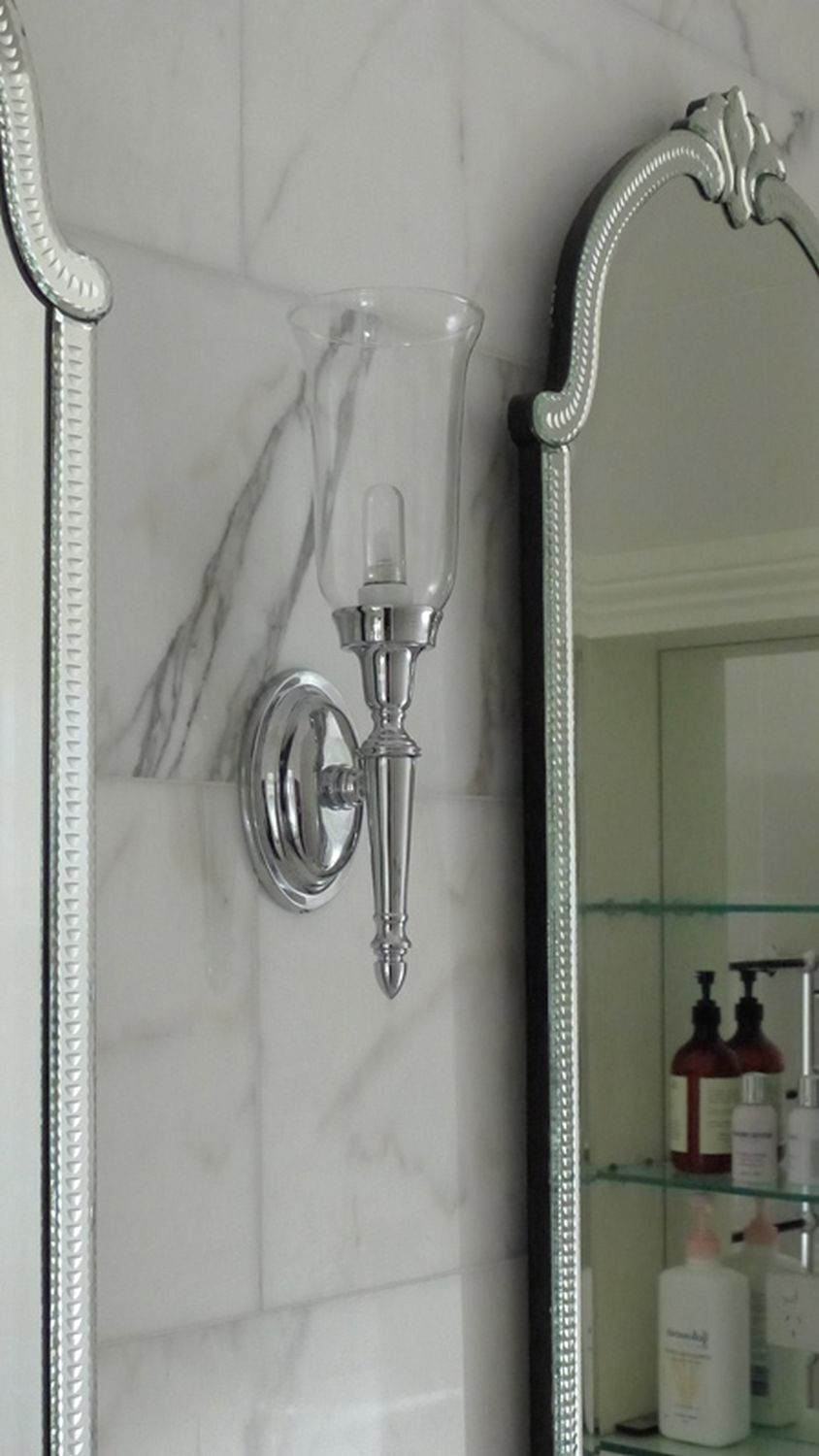 Premium Messing Lampe Badezimmer IP44 LED in Chrom RAZZO Drinnen, Kabinett, Mobiliar