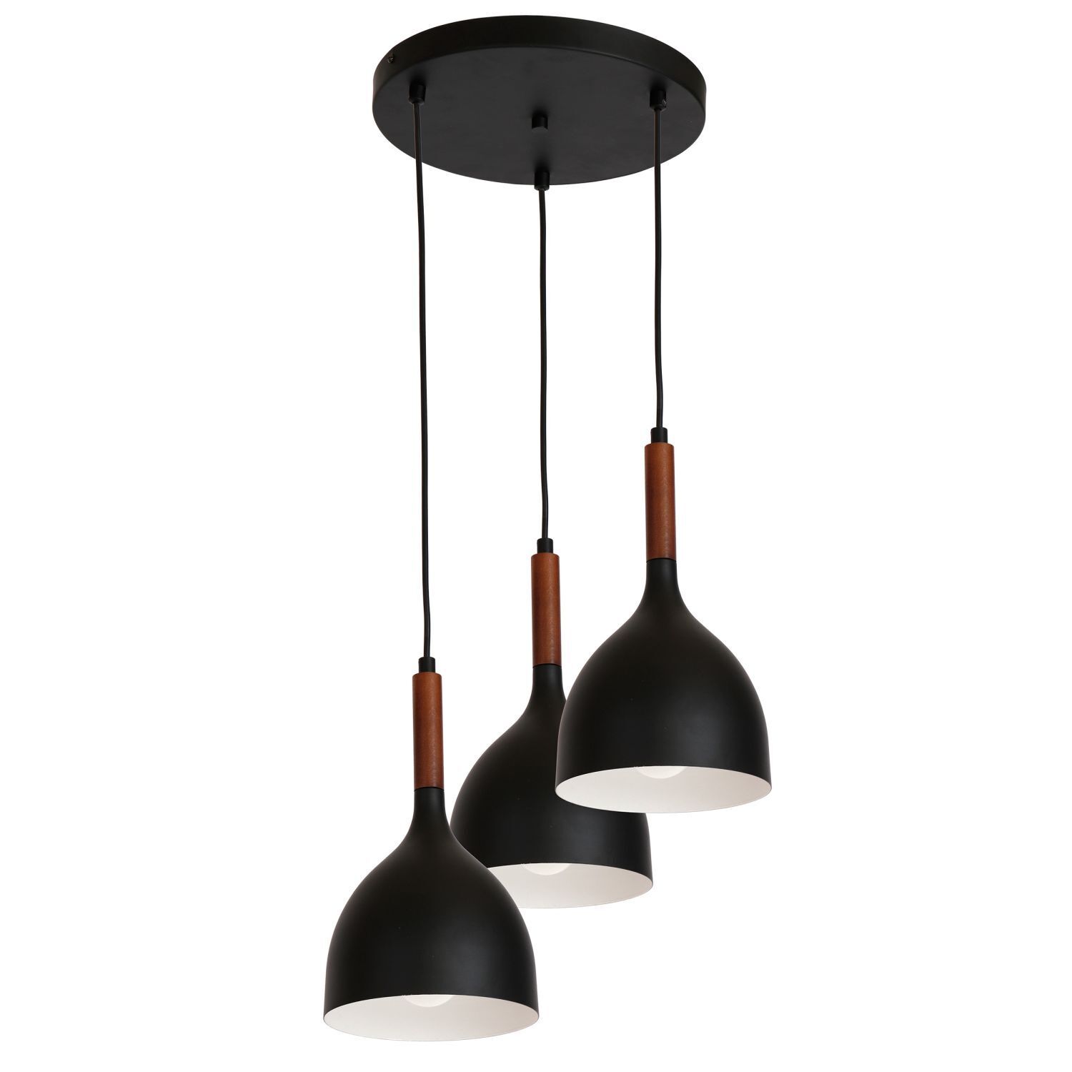 Pendelleuchte Metall Holz Skandinavisch Schwarz