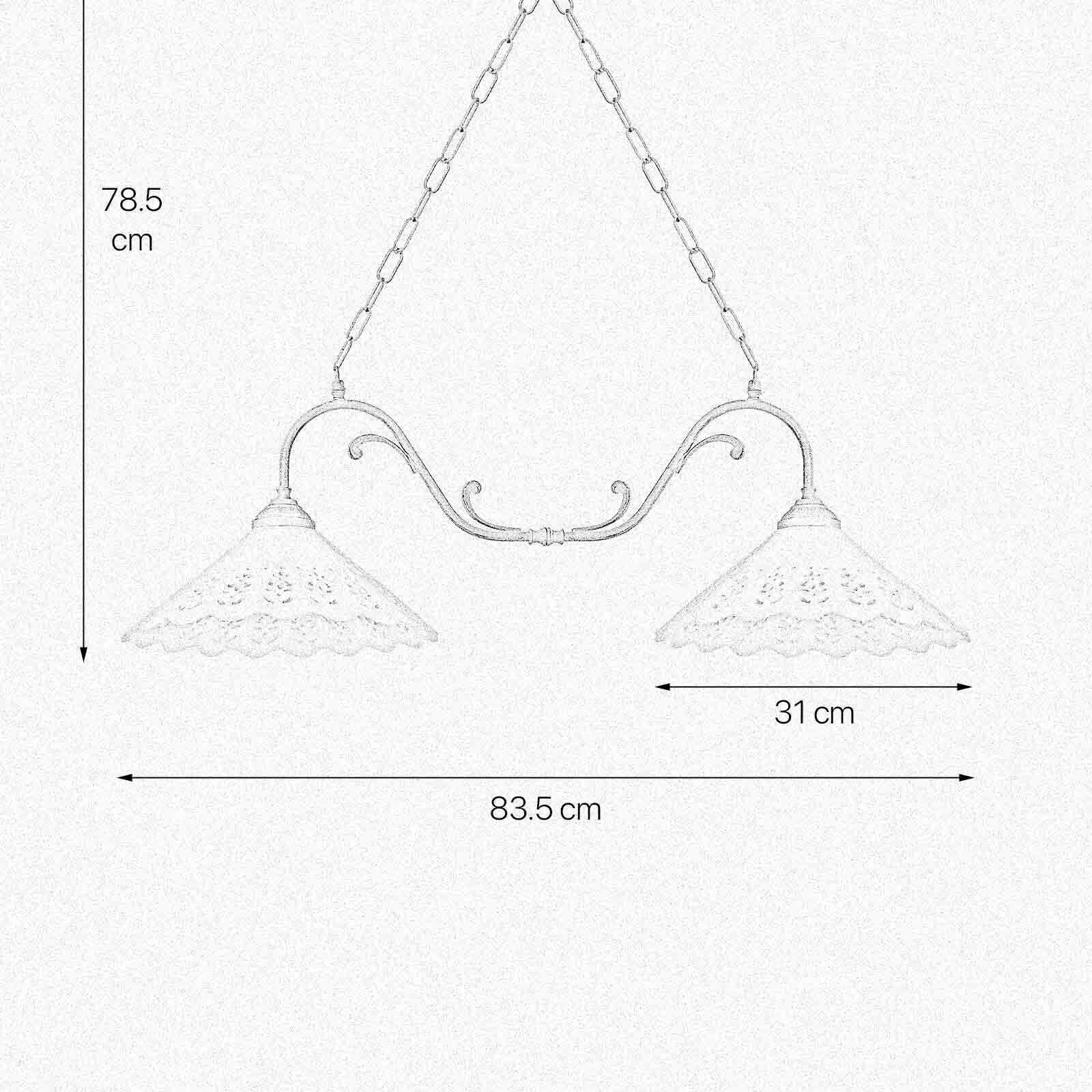 Pendelleuchte 2-flammig B: 83,5 cm Keramik Messing E27