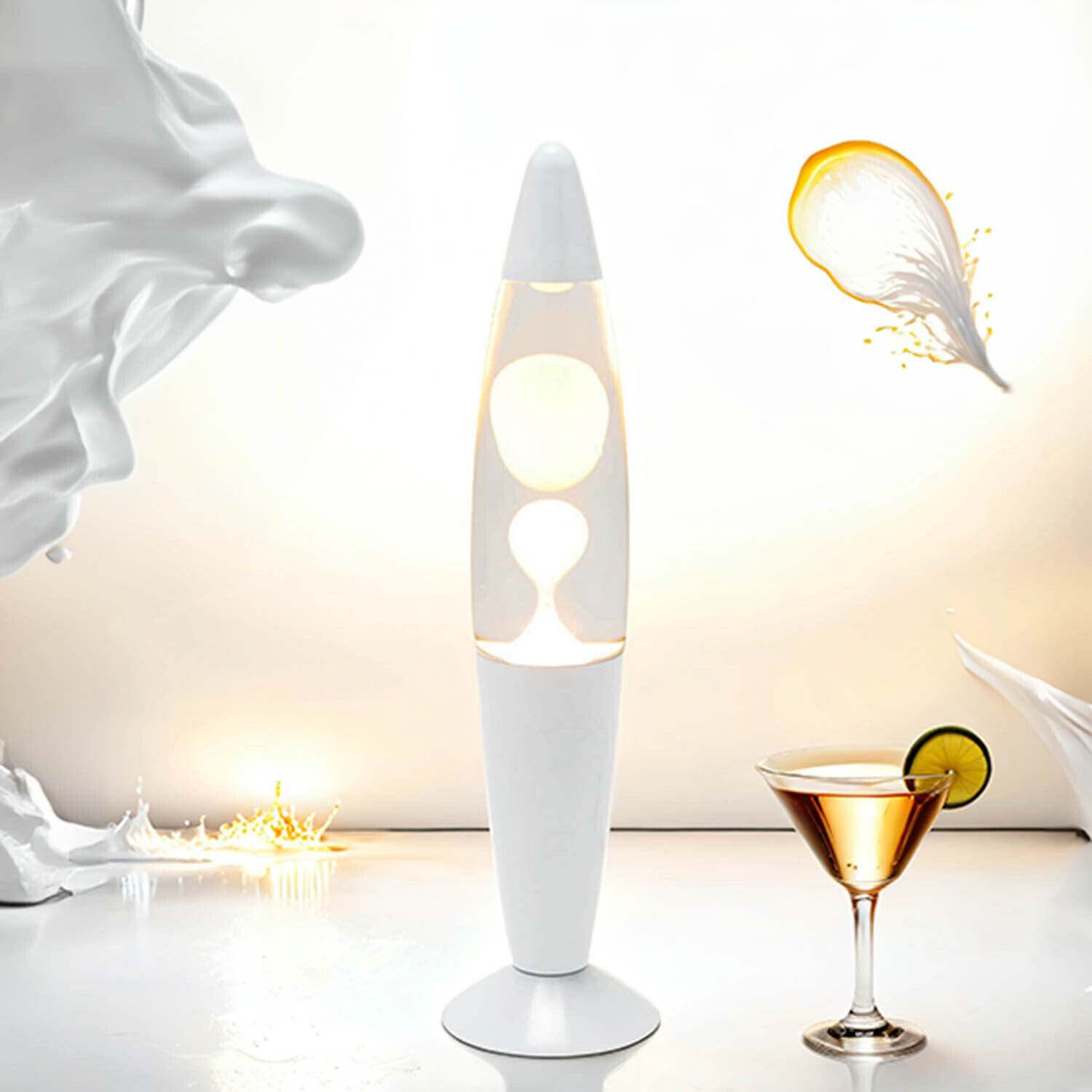 Elegante Lavalampe Weiß klar H:36cm Ø9cm Timmy Lampe