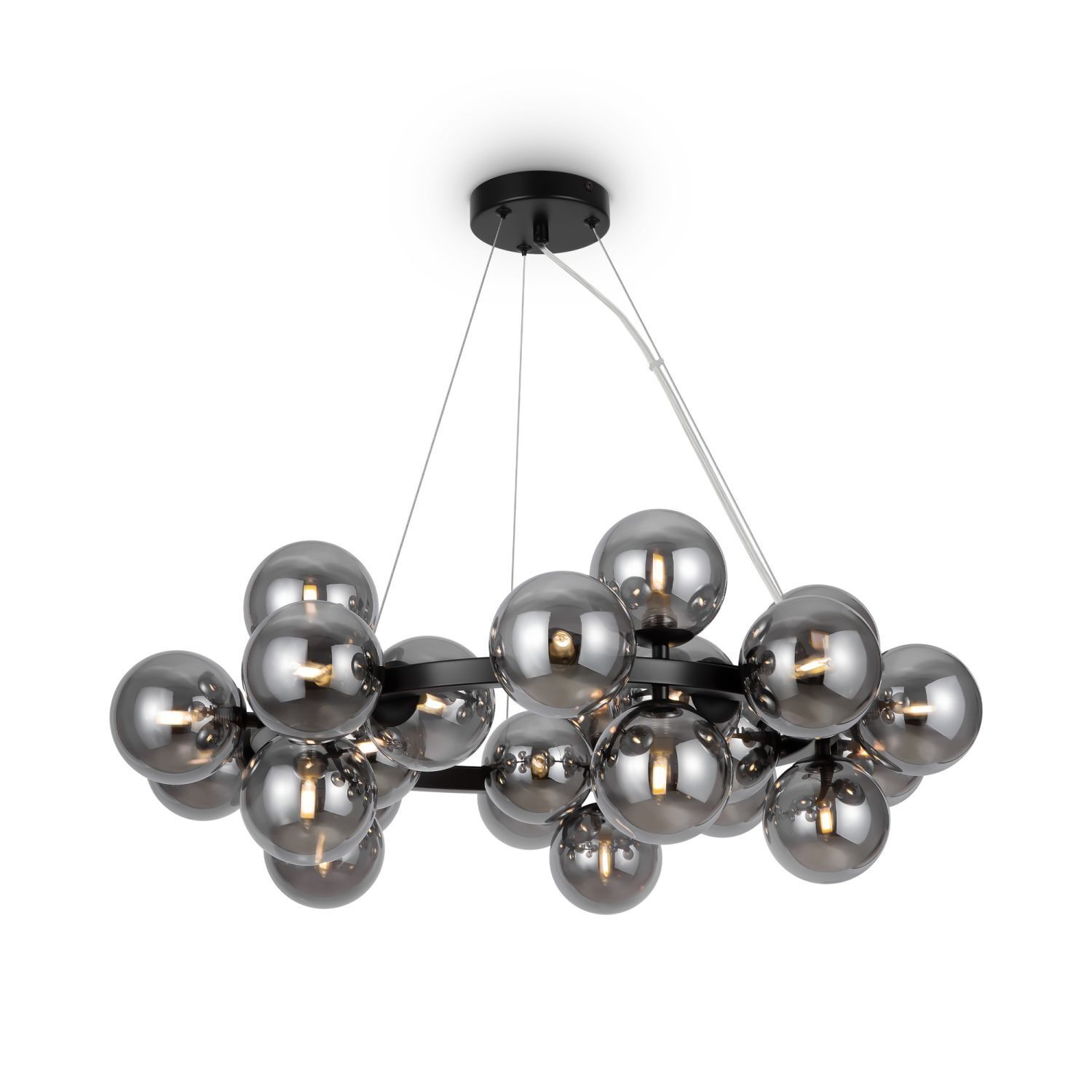 Hängelampe Metall Rauchglas G9 69 cm breit Kugel Schirm