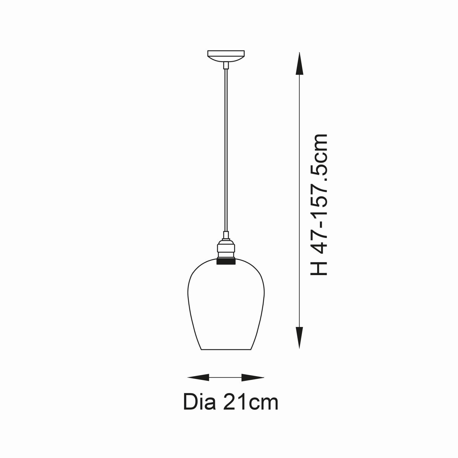 Hängelampe Glas Metall schmal D: 21 cm in Nickel glänzend E27