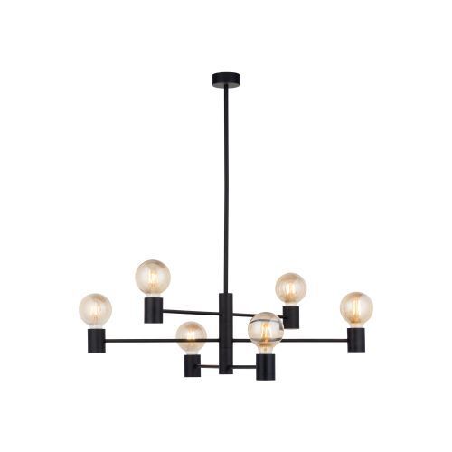 Minimalistischer Kronleuchter Schwarz Metall H:86cm für