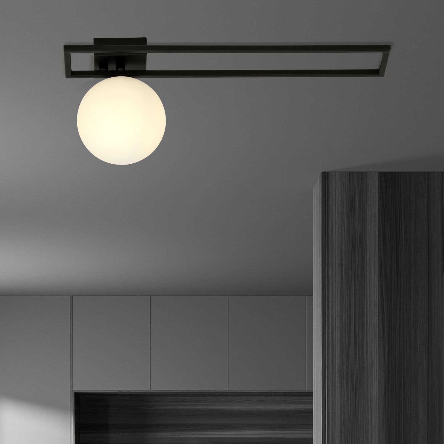 Deckenlampe Schwarz Weiß E14 50 cm Kugelschirm Glas Metall