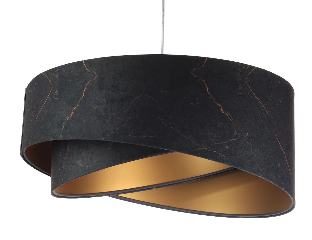 Hängeleuchte Schwarz marmoriert Gold E27 Velours Optik