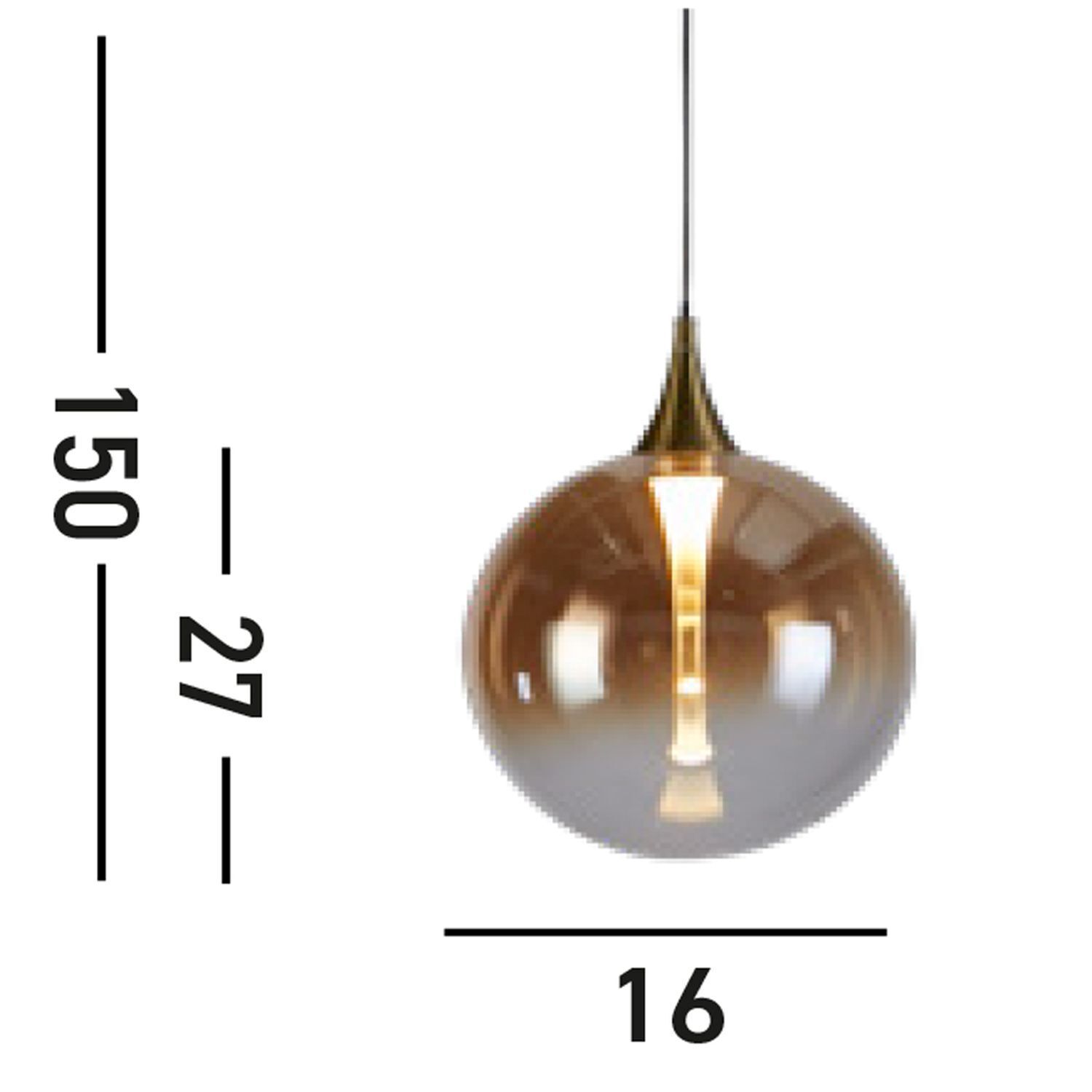 LED Hängelampe Glaskugel Ø16 cm 5 W Schwarz Bernstein Licht, Leuchter, Lampe