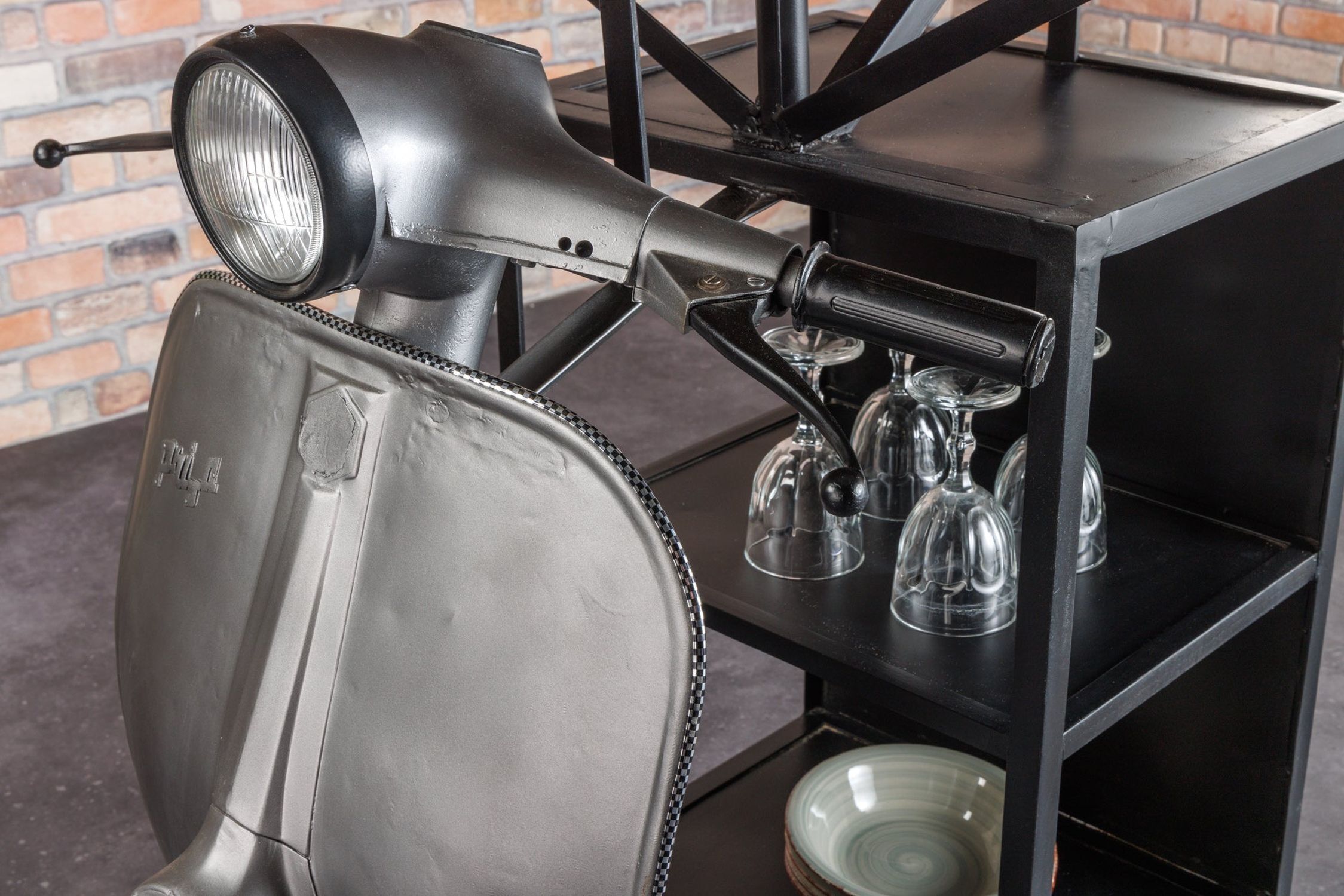 Bartisch echter Roller Mango Holz 120cm Upcycling Handarbeit