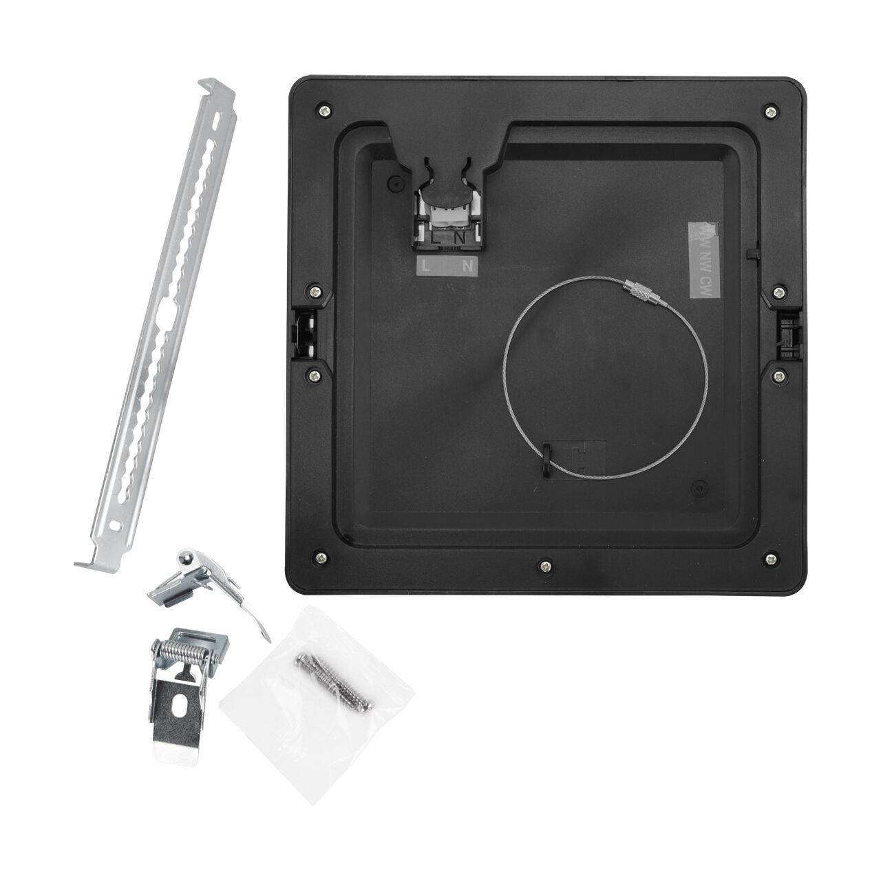 LED panel, Montageset, Metallhalter, Schrauben, Drahtseil