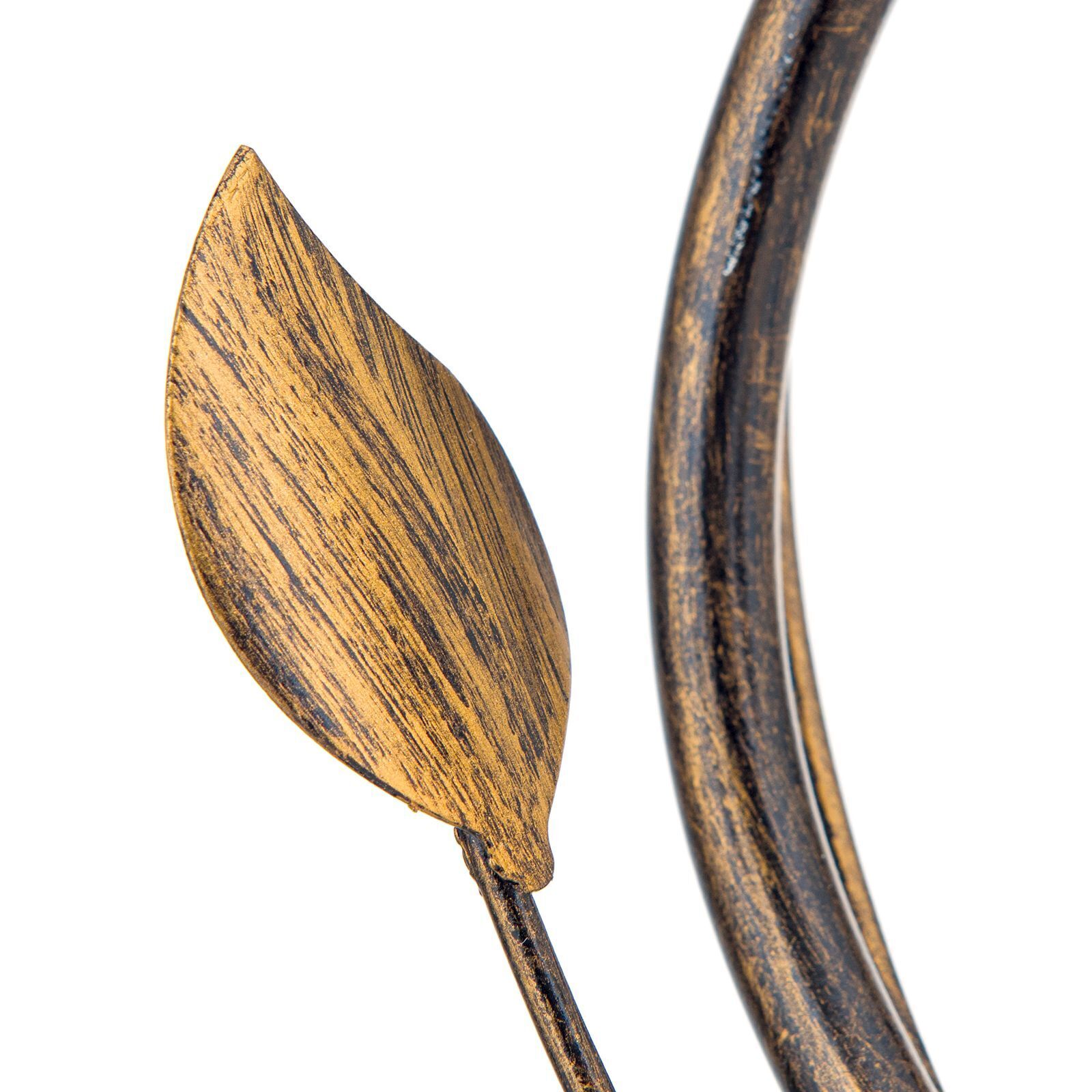 Nachttischleuchte Metall Glas 33 cm Shabby Antik Weiß Blatt, Metall, Bronze, antik, gekrümmt