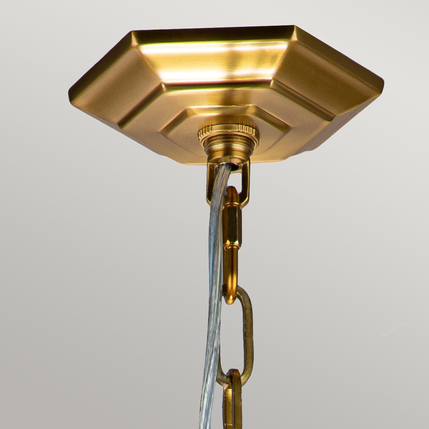 Pendelleuchte Metall Ø 28,6 cm in Messing brüniert Hängelampe, Deckenleuchte, Goldfinish, Kette