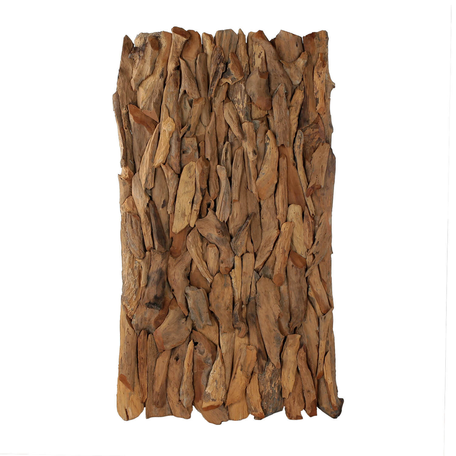 Wanddekoration Teakholz B: 50 cm H: 90 cm Unikat Handarbeit Holz, Blatt, Pflanze