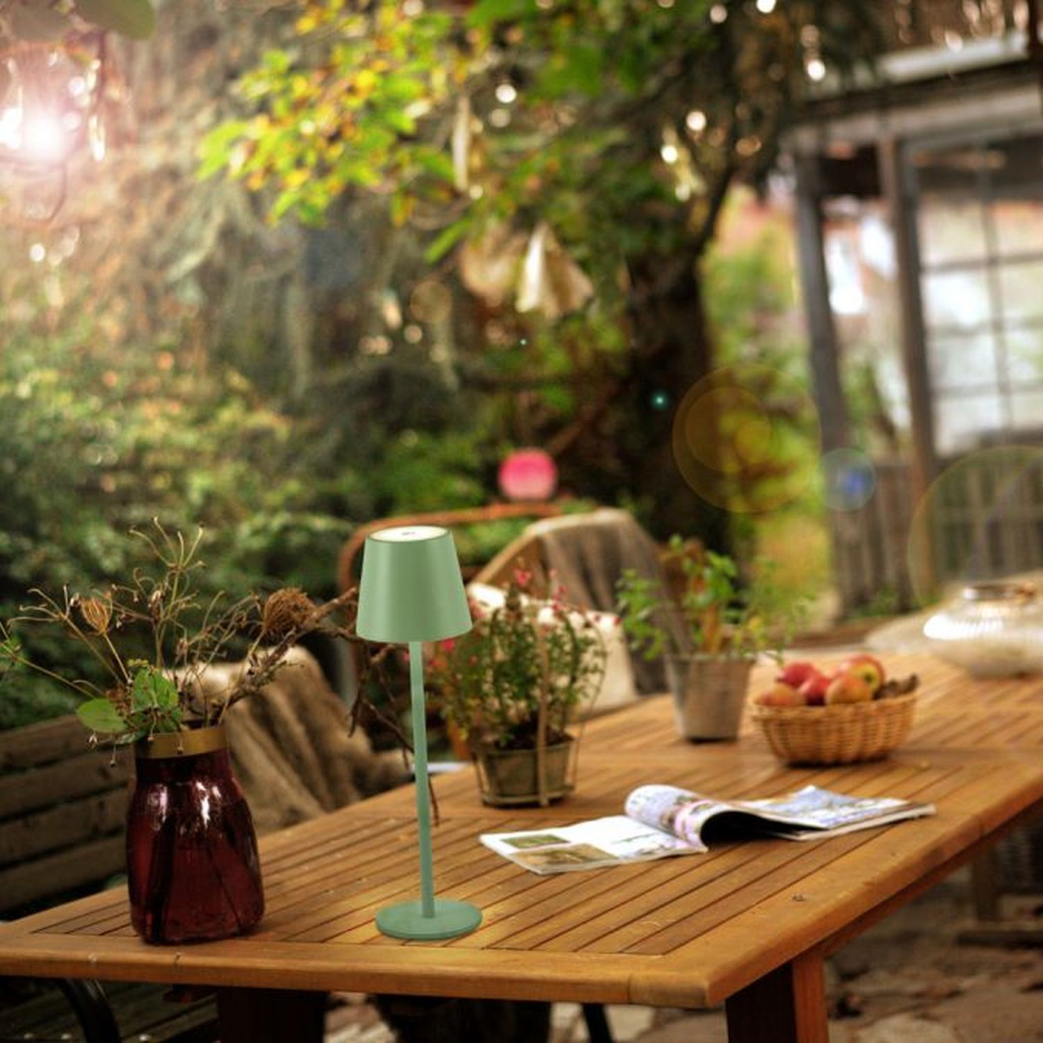 LED Akku Tischlampe Metall IP54 Touch Dimmen in Grün Lampe, Tabelle, Tischplatte, Esstisch, Pflanze