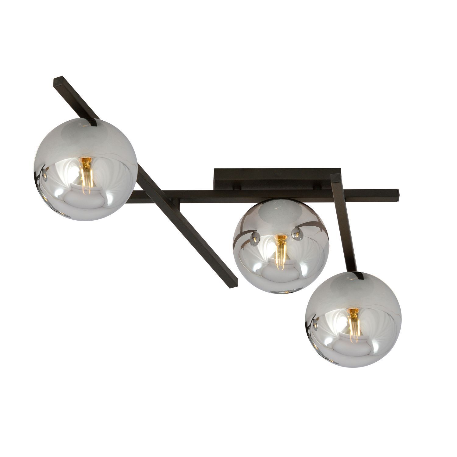 Deckenleuchte 3-flammig B: 50 cm Rauchglas Metall E14