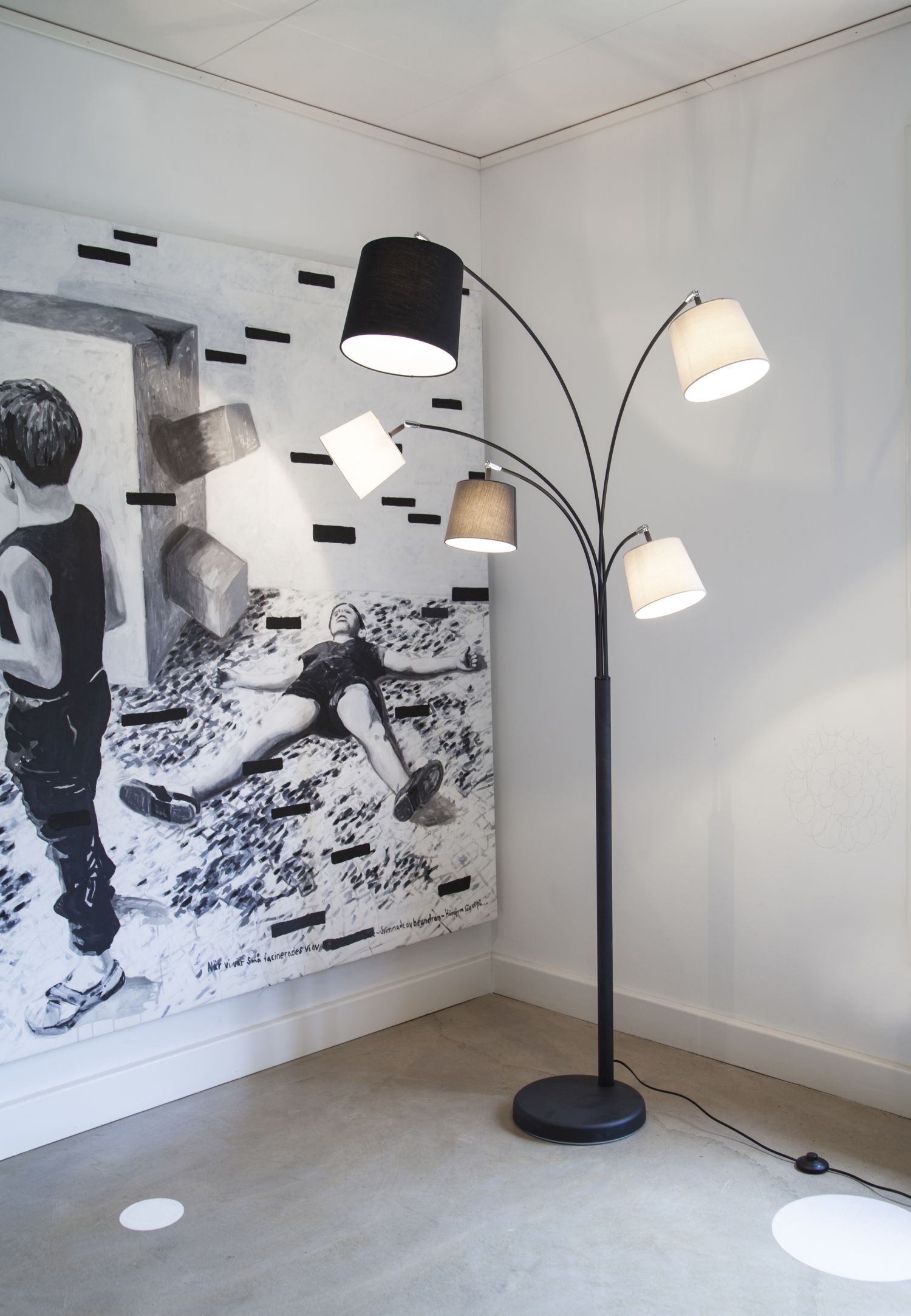 Bodenleuchte groß 200 cm 5-flammig E14 verstellbar Lampe, Person, Stehlampe, Schuhwerk, Schuh