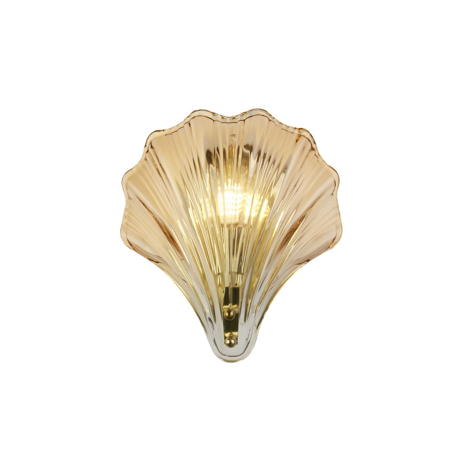 Wandlampe, Schwarz/Gold, Messing, Muschelform, Wandleuchte