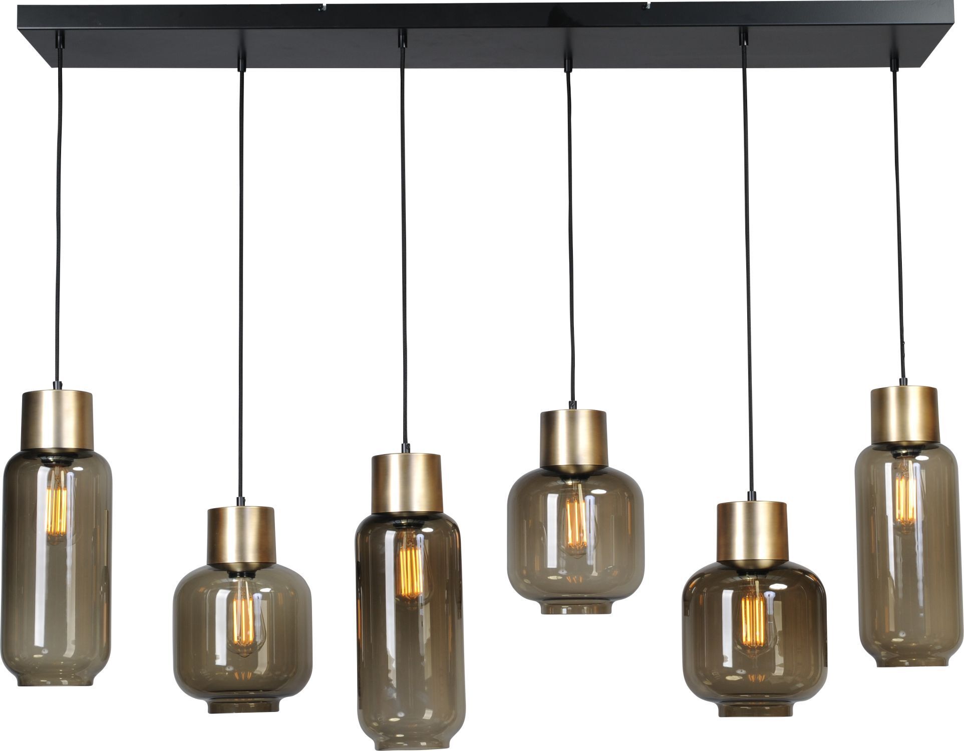 Hängelampe 130 cm lang 6-flammig E27 Glas Metall