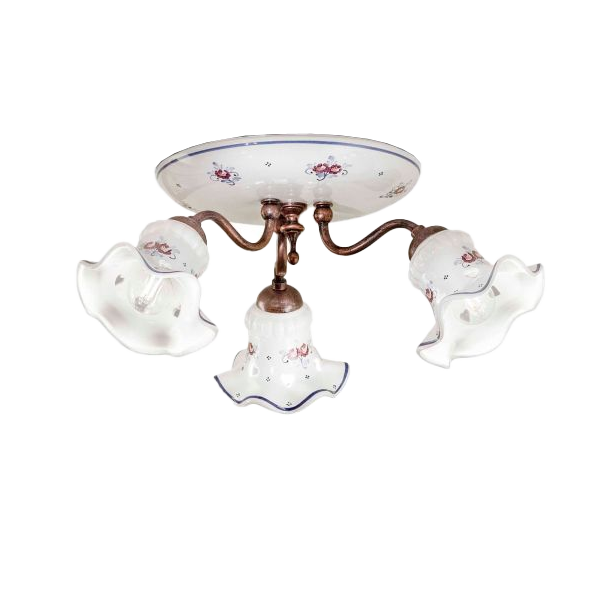 Deckenleuchten Landhausstil Deckenleuchte, Kerzenhalter, Porzellan, Blumenmuster, Metallrahmen