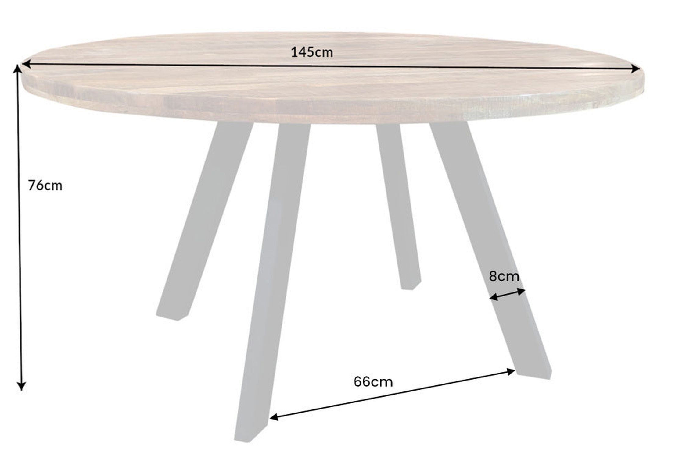Esstisch rund Ø 145 cm Mango Holz Metall Industrial Design Kaffeetisch, Mobiliar, Tabelle, Esstisch