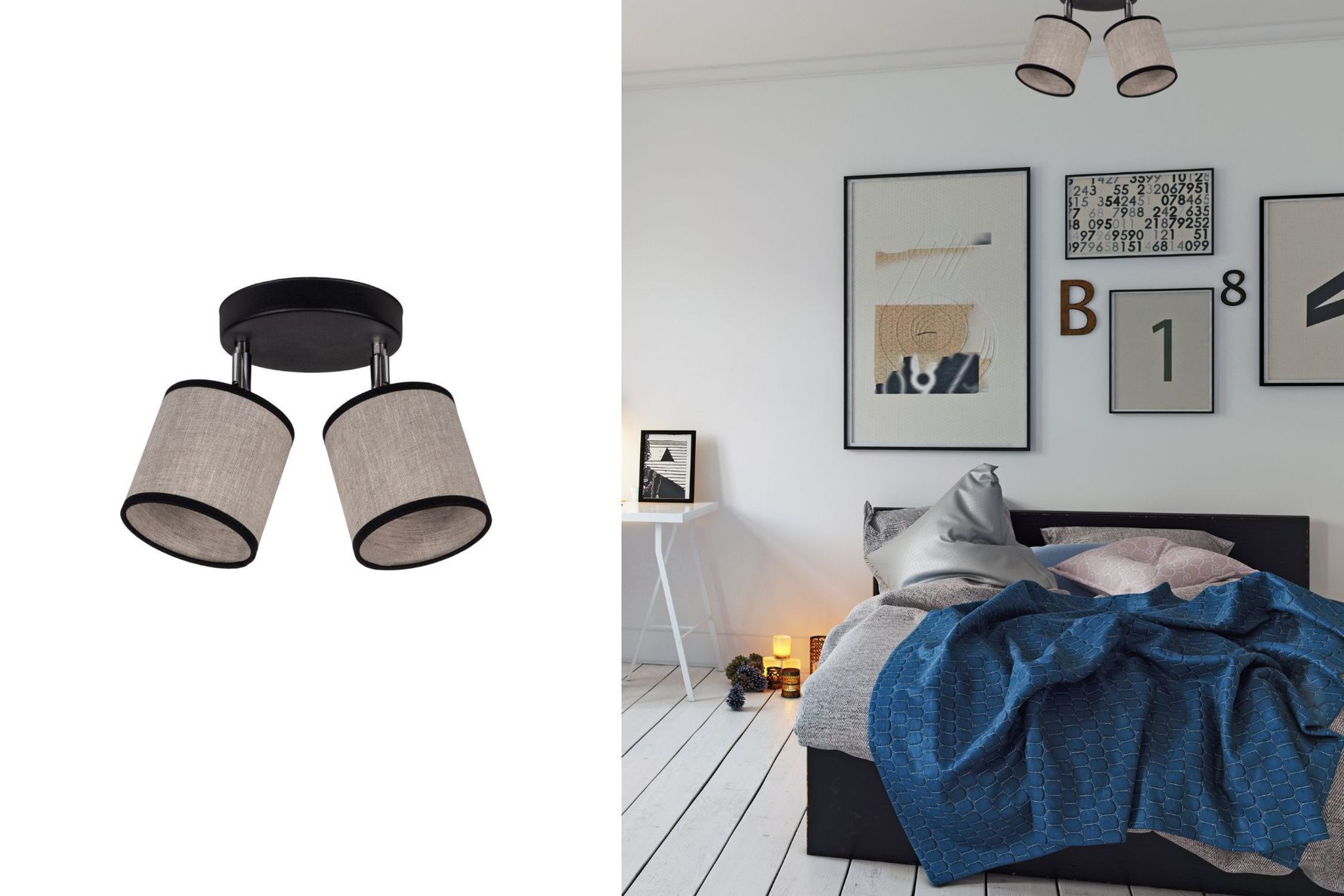 Verstellbarer Deckenstrahler blendarm Stoff E14 2-flmg Lampe, Mobiliar