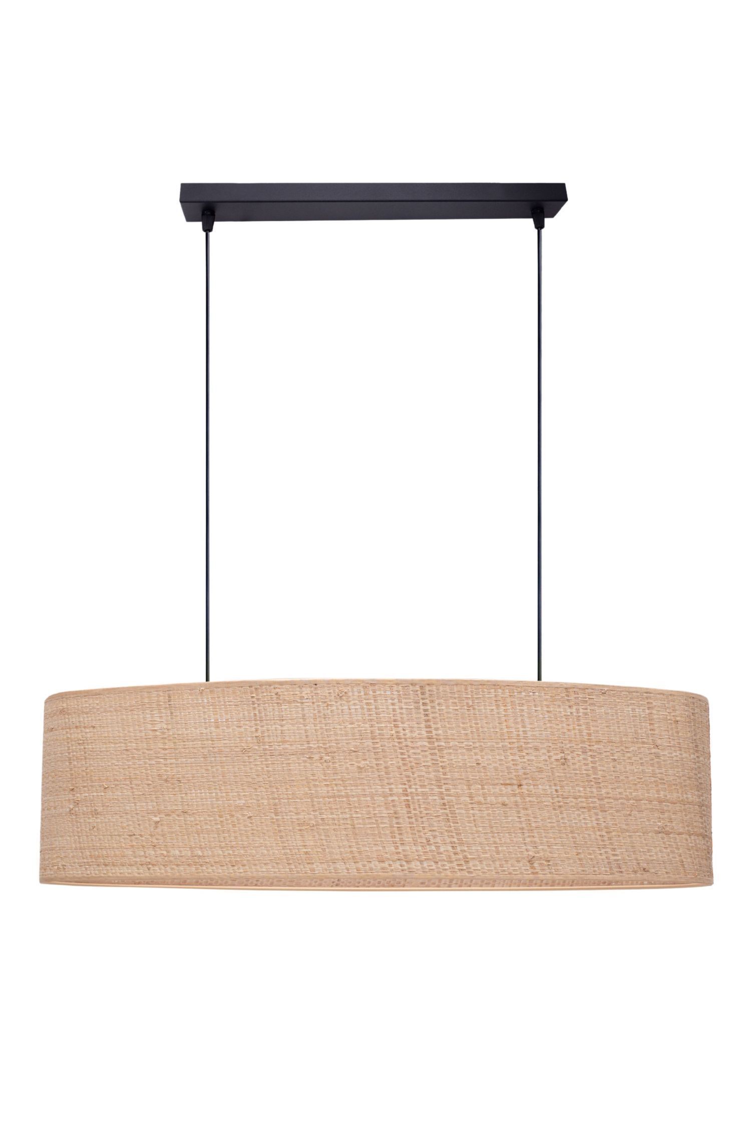 Gemütliche Hängelampe Stoff Schwarz Natur 2-flammig E27 Lampe