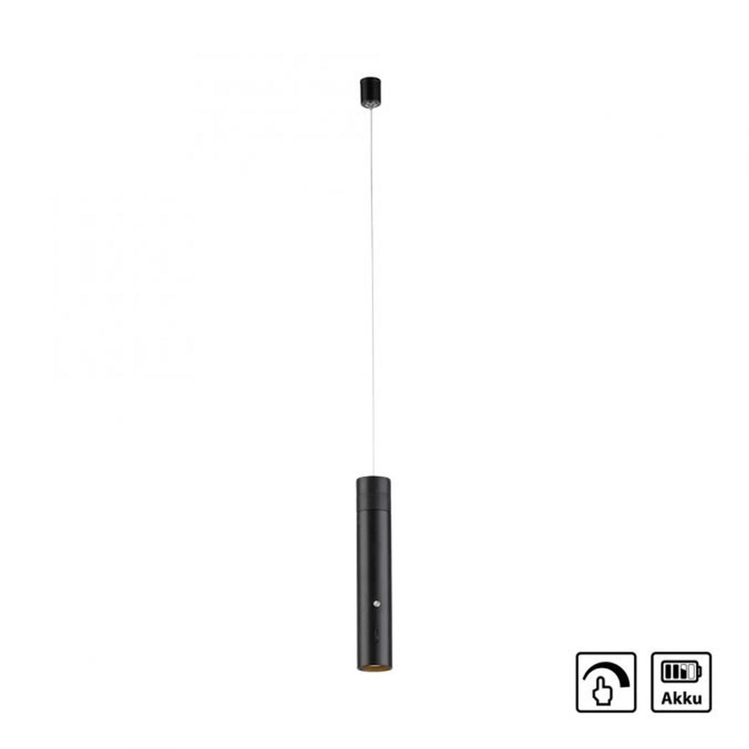 LED Akku Pendelleuchte Schwarz Metall Touch Dimmen 3 W