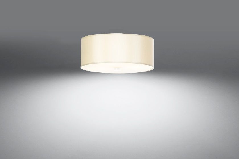 Deckenlampe Weiß Stoff Glas Ø 30 cm rund blendarm 3x E27