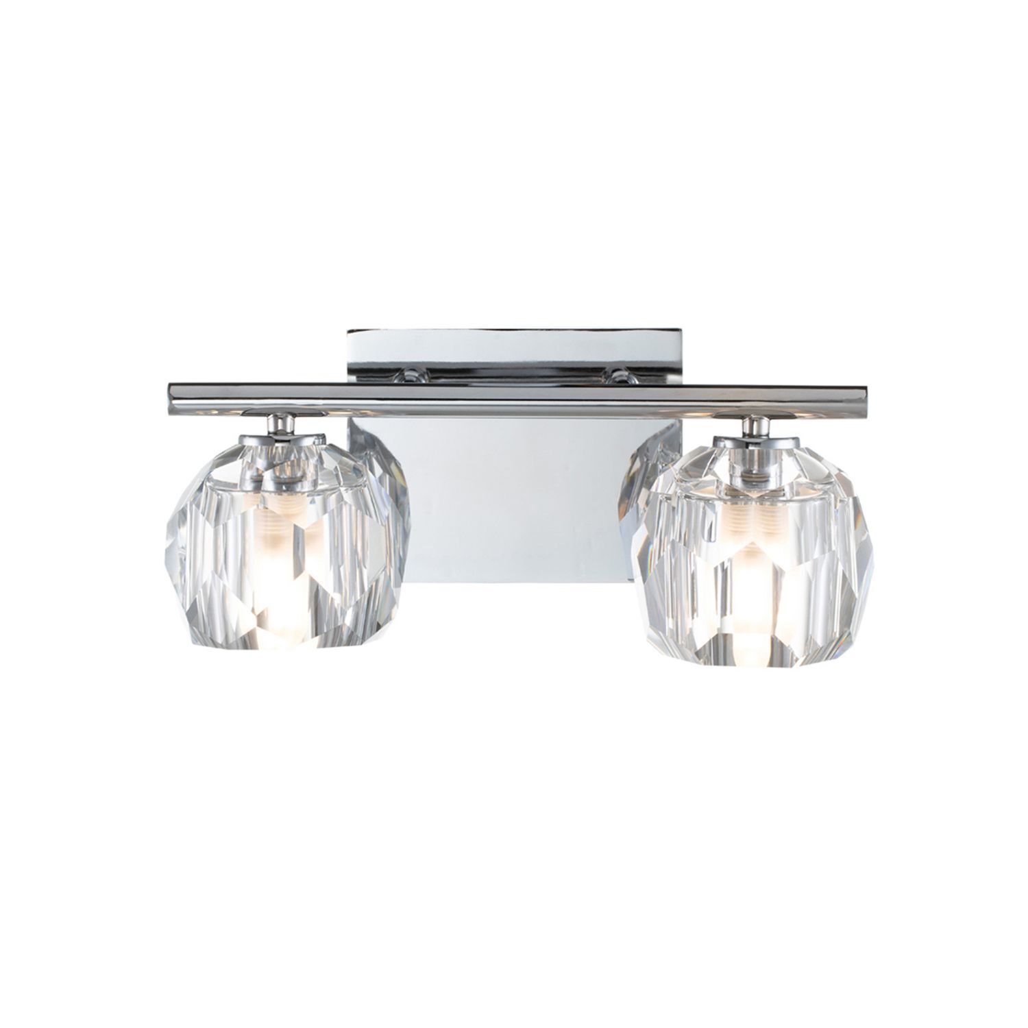 Badezimmerleuchte Kristall LED G9 3000 K 33,4 cm breit klein Wandlampe, Lampenfassung, Kristall-Lampe, Chrommetall, Zweiflammig