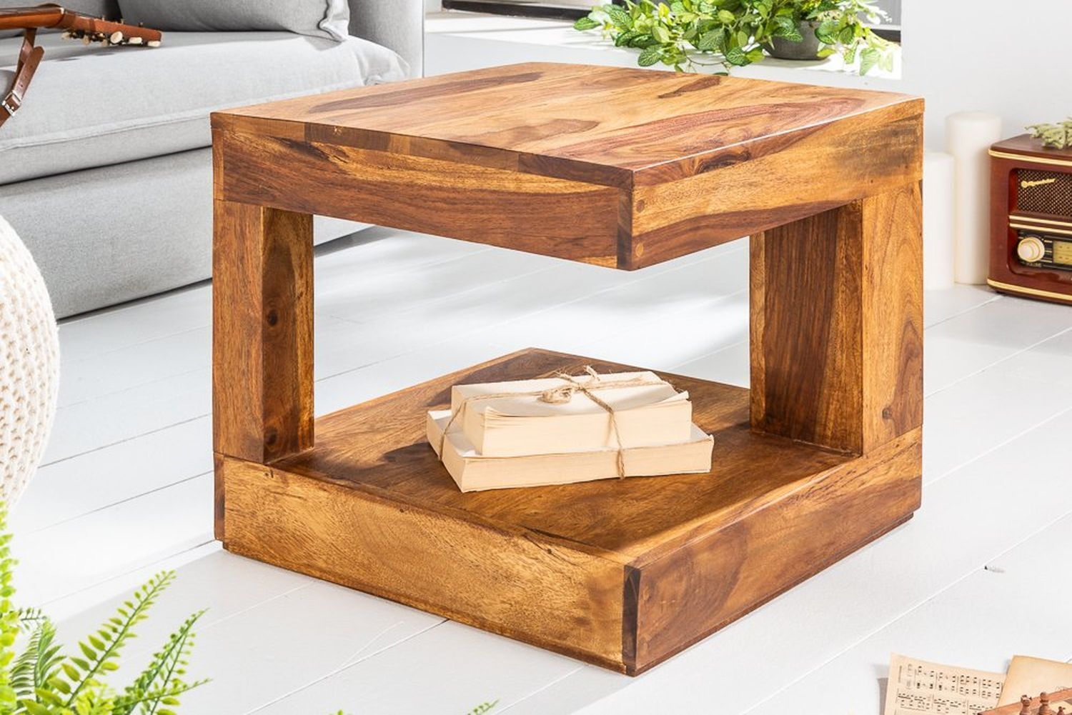 Couchtisch Sheesham Holz 45x175 cm in Natur Hartholz, Gebeiztes Holz, Holz, Kaffeetisch, Tabelle