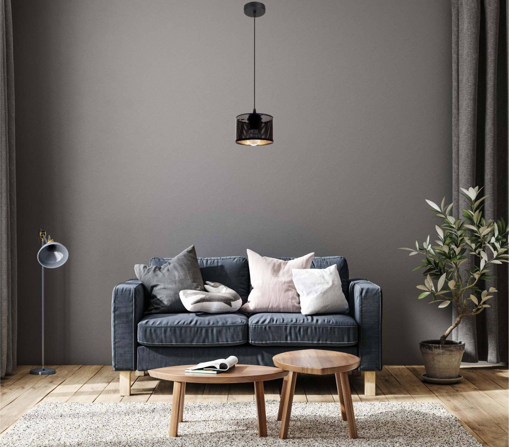 Dekoration für Zuhause, Innenarchitektur, Lampe, Pflanze, Couch