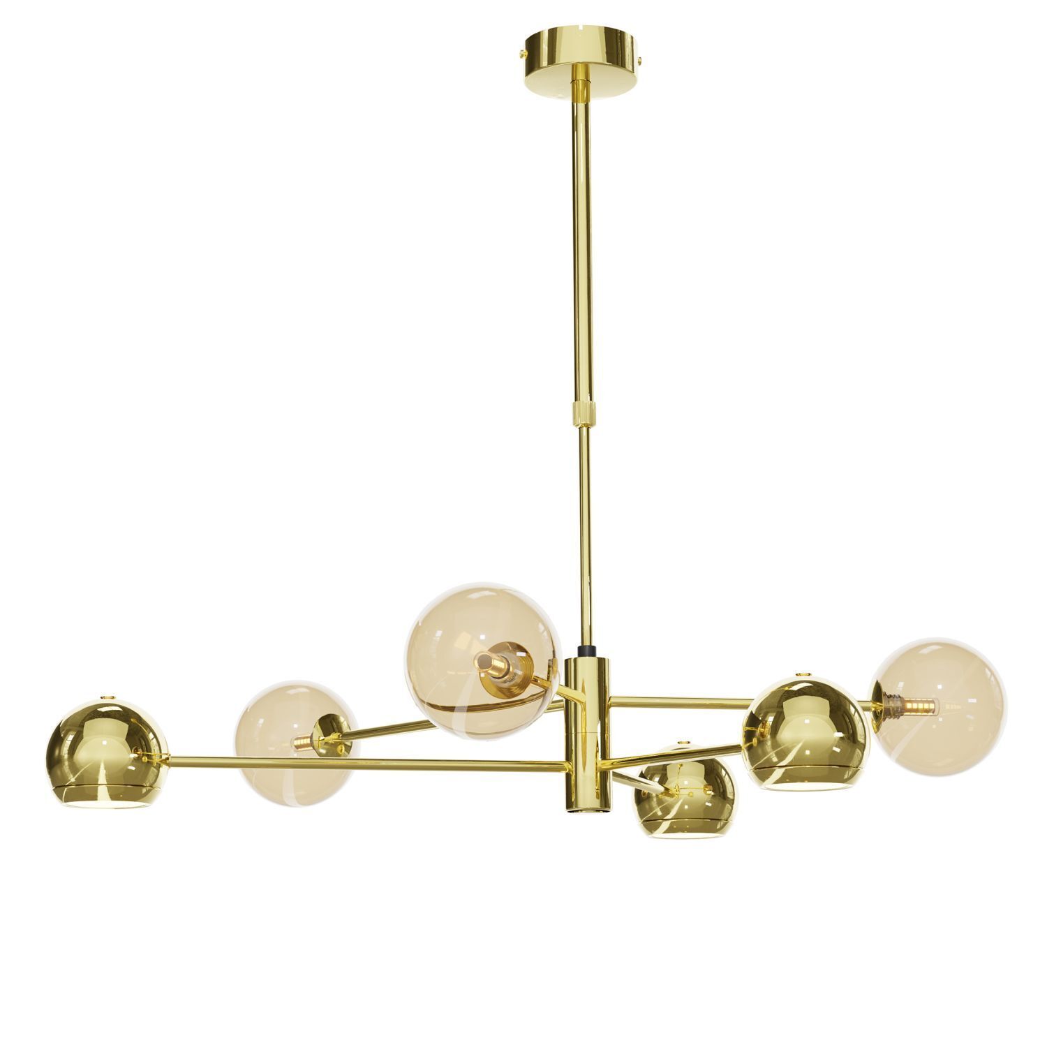 Große Deckenlampe Metall Glas in Gold Bernstein blendarm