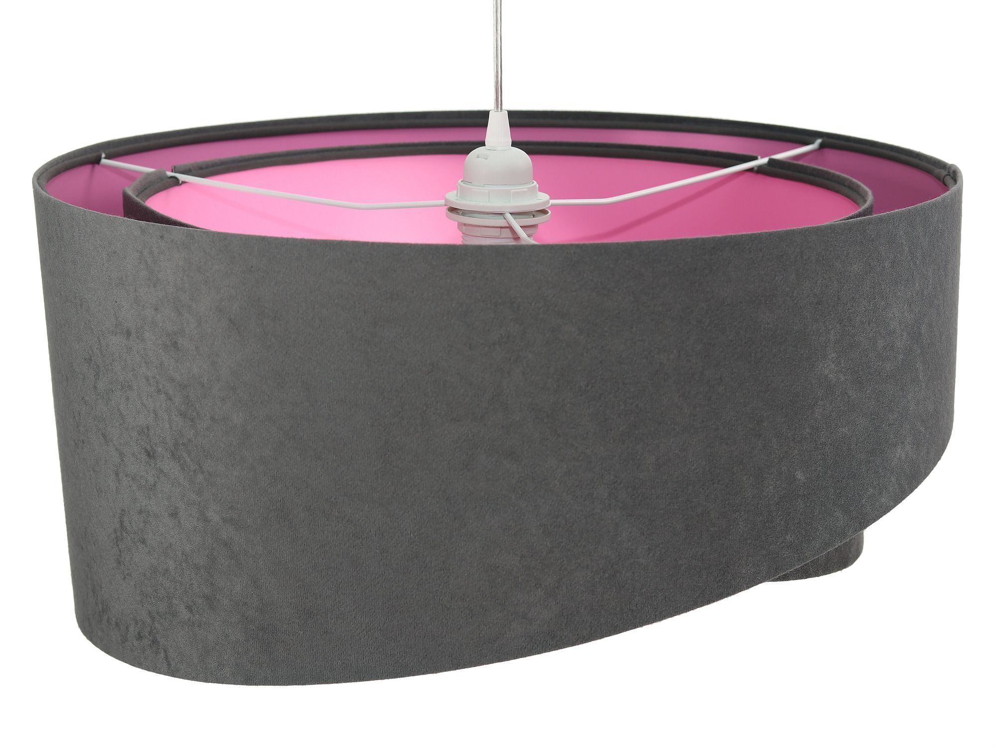 Stoff Pendelleuchte BRANDO Grau Rosa Ø50cm