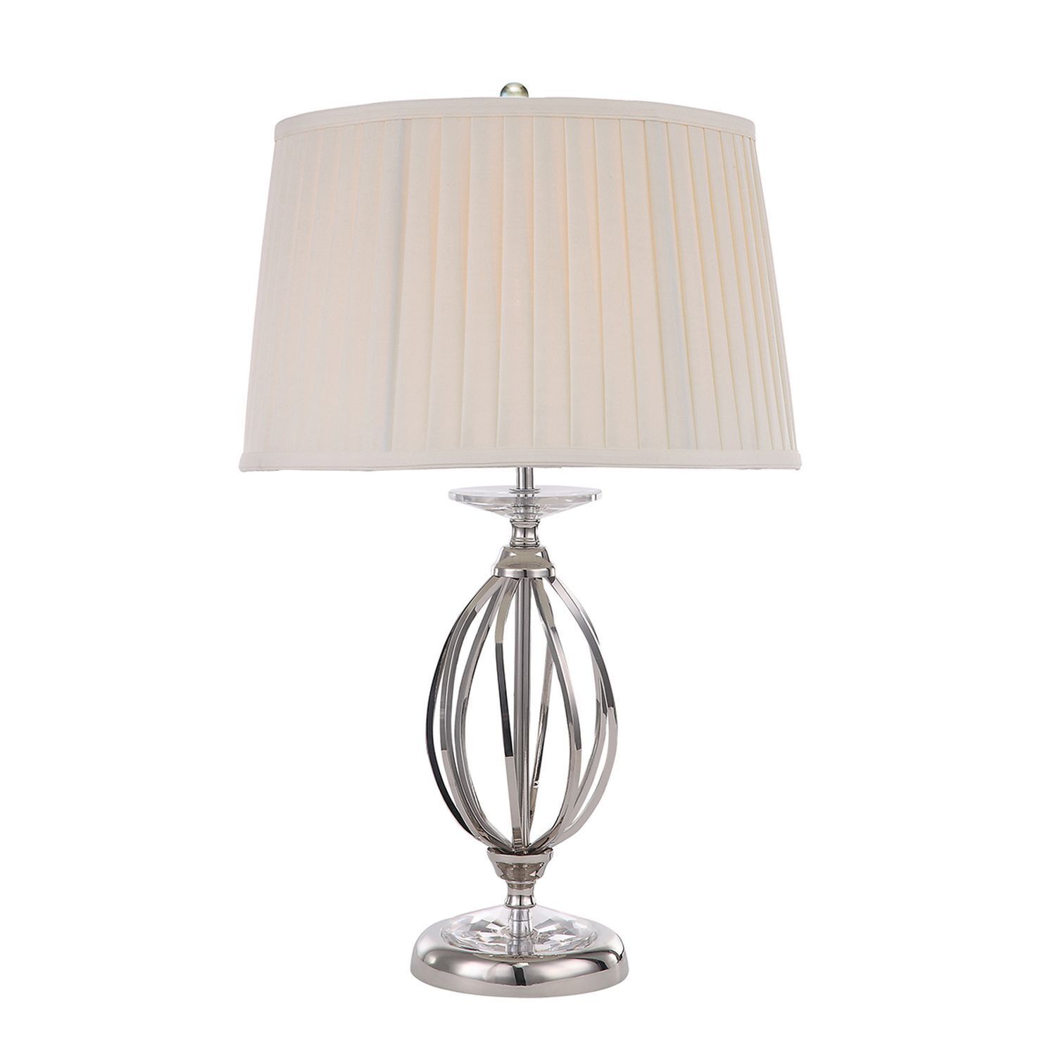 Nachttischlampe mit Stoff Schirm 56,5cm in Nickel Creme Lampe, Tischlampe, Lampenschirm
