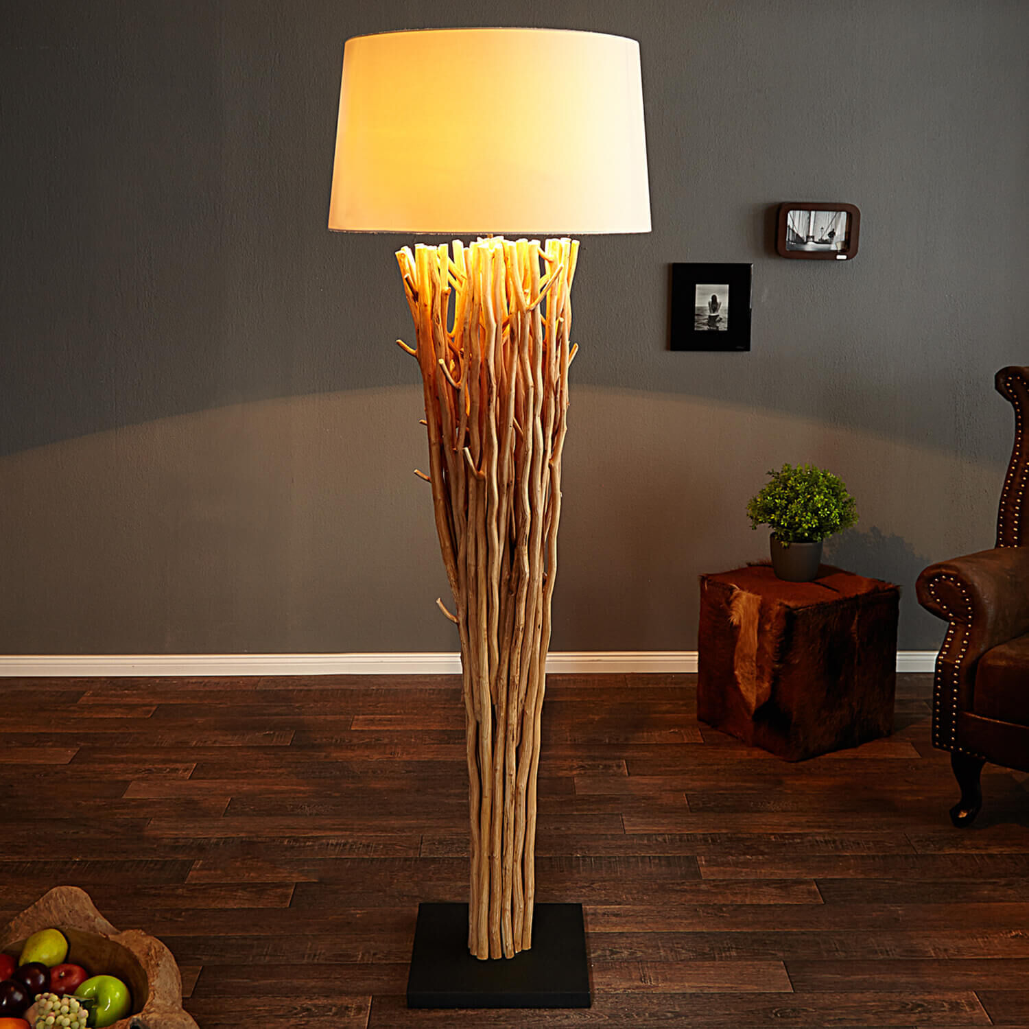 Eindrucksvolle Stehleuchte Treibholz 175 cm Modern Lampe, Pflanze, Stehlampe, Gemälde, Stuhl