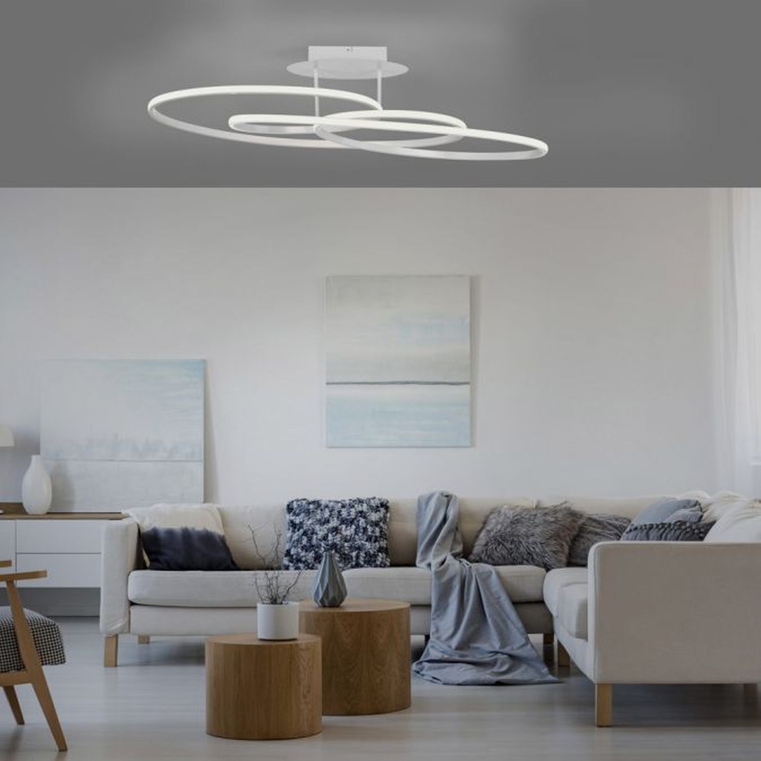 Dekorative LED Deckenleuchte Metall Weiß 3000 K Ringe