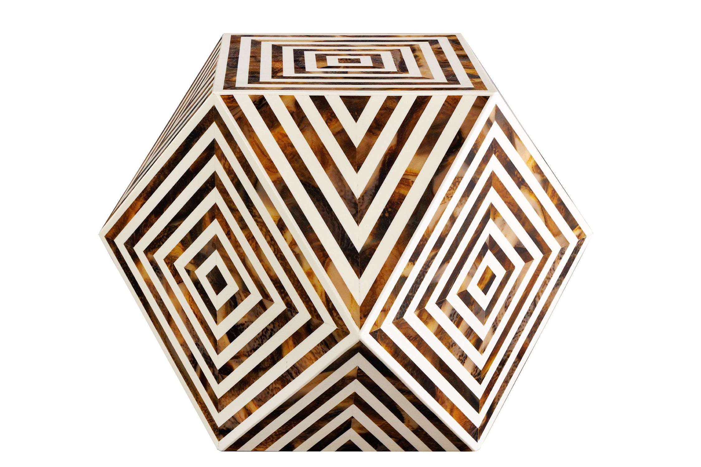 Beistelltisch Intarsien in Schwarz Weiß 40x57 cm Handarbeit