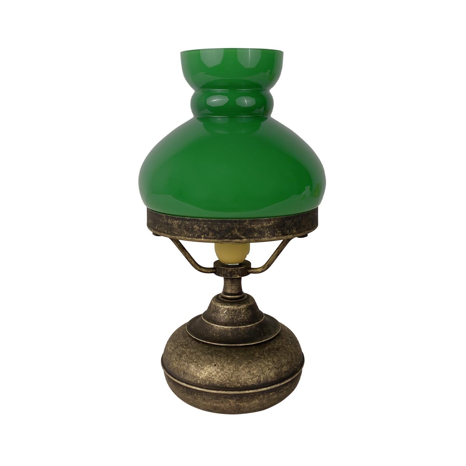 Tischleuchte Glas Messing 24,5 cm in Bronze Antik Grün