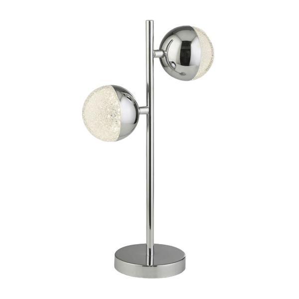 Tischlampe, doppelten Lampen, Chrom, Globus-Schirme, modern, Metallbasis