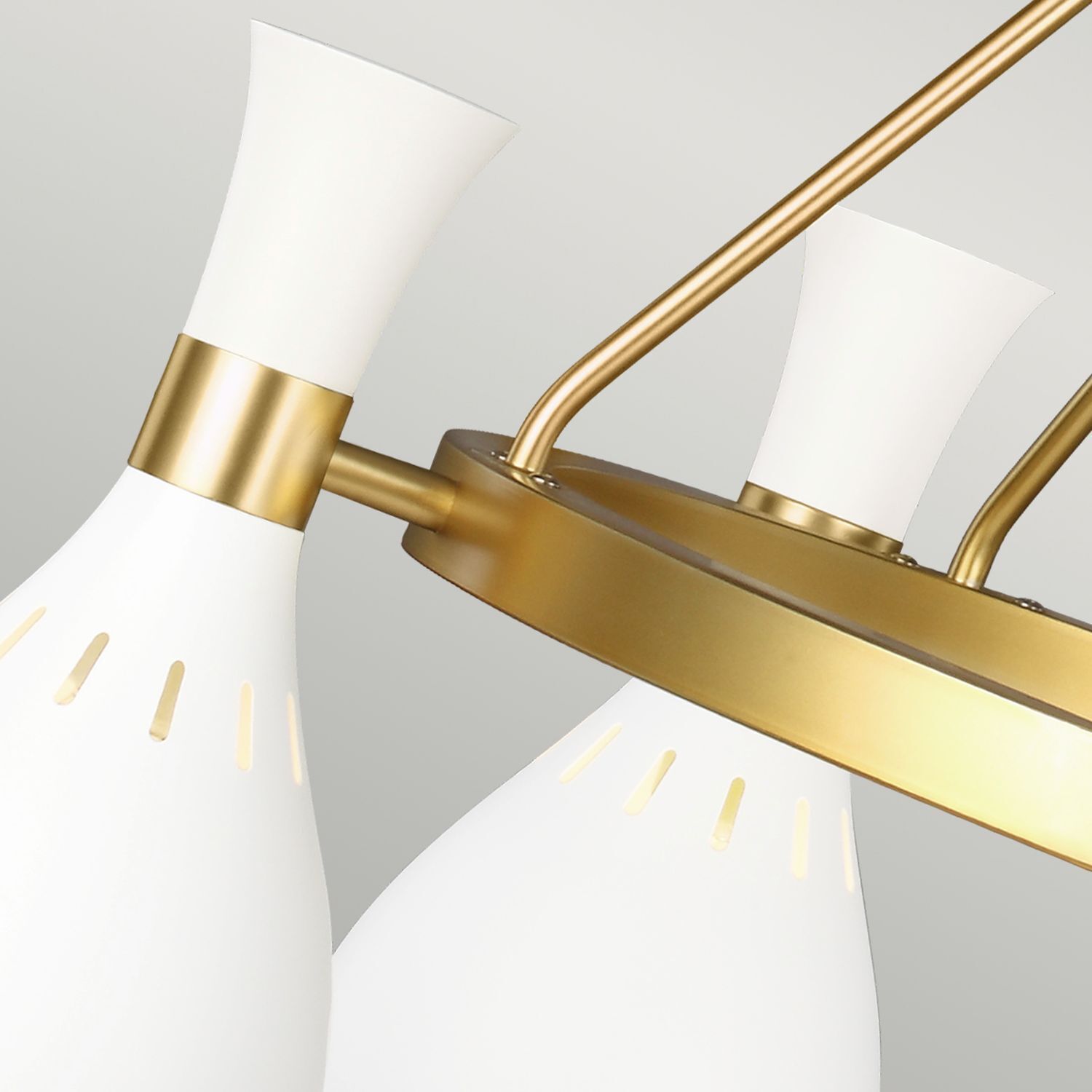 Deckenlampe Metall in Weiß Messing Ø81cm Retro