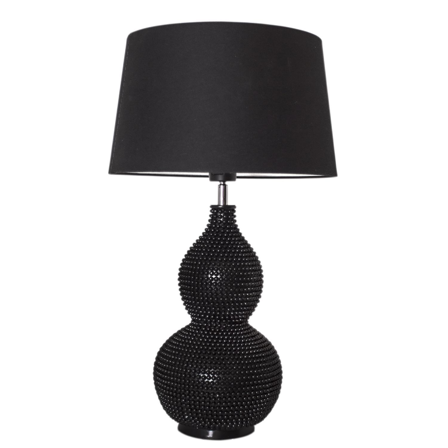 Tischleuchte Schwarz 56,5 cm hoch E27 Metall Stoff Modern Lampe, Tischlampe, Lampenschirm