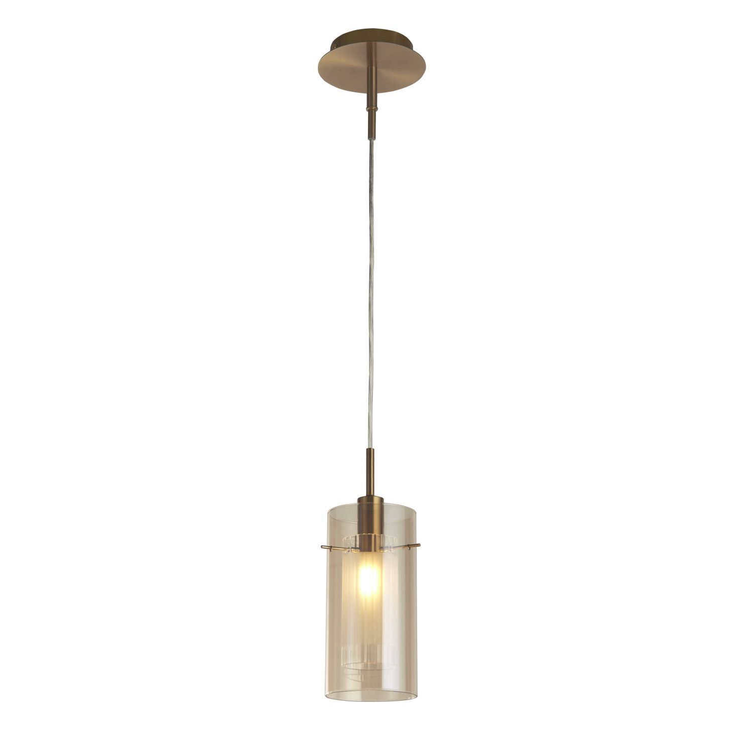 Pendelleuchte Glas E14 D: 13 cm in Messing Champagner