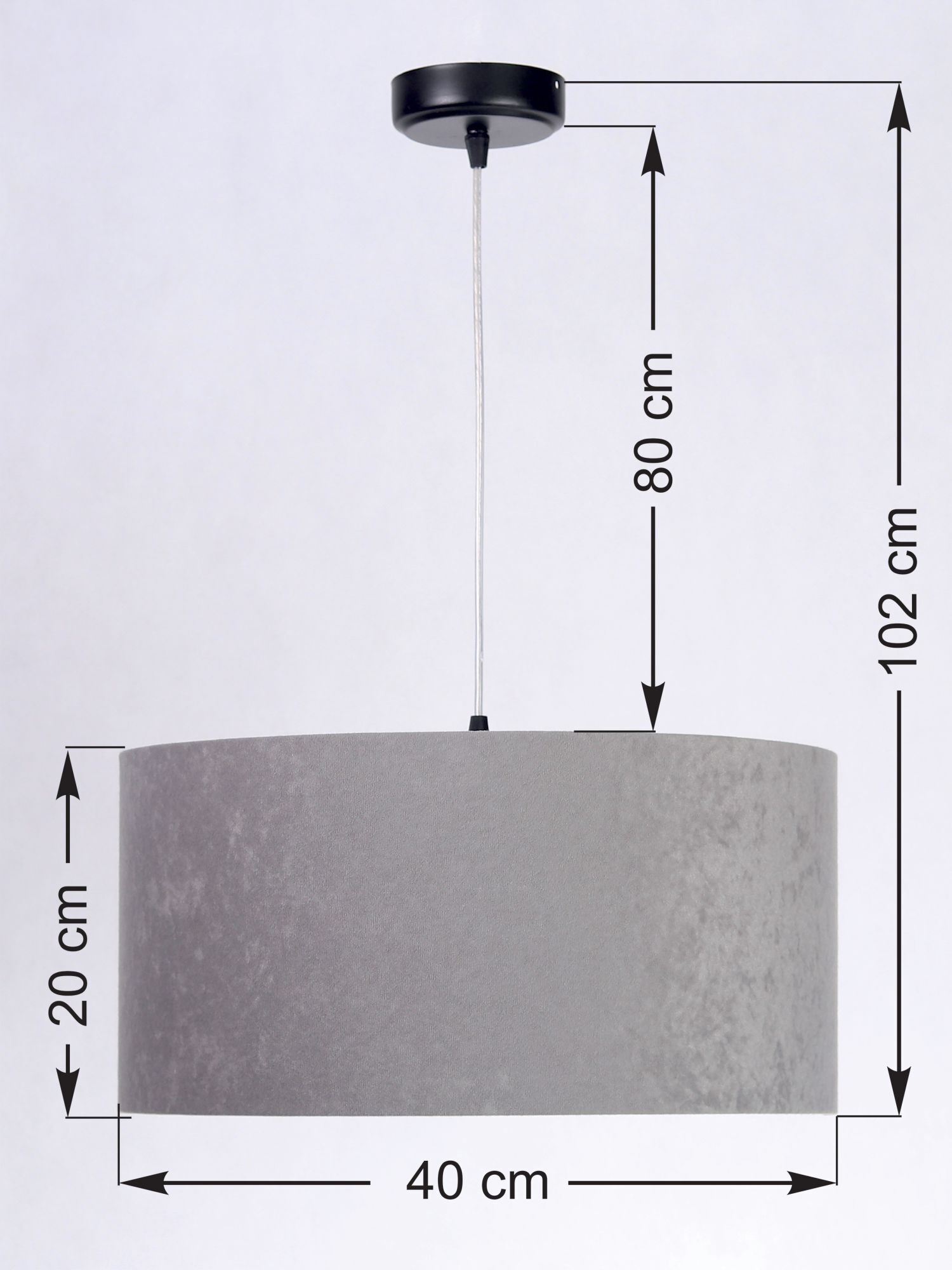 Hängelampe Schirm Grau Pink Stoff Retro Esszimmer Lampe