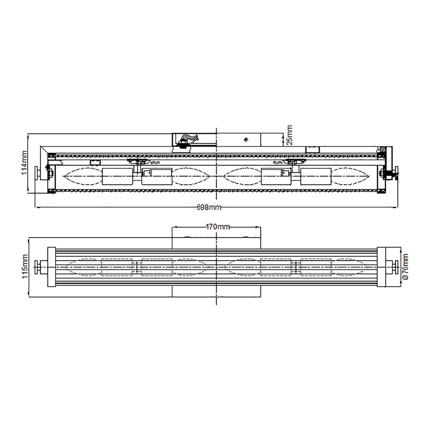 Badezimmerlampe Wand Metall Glas B: 69,1 cm IP44 Chrom