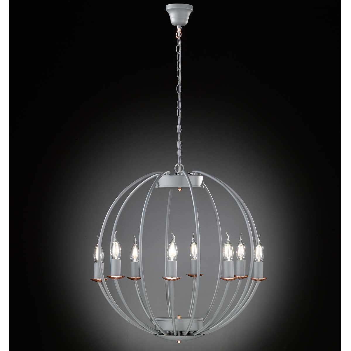Kronleuchter Grau rund Ø 55 cm Metall 8x E14