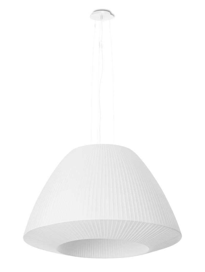 Pendelleuchte Weiß Stoff Glas Ø 60 cm groß 3x E27 DIYA